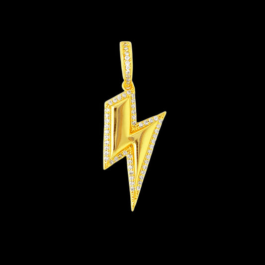 Pingente Raio Cravejado Banhado a Ouro 18K