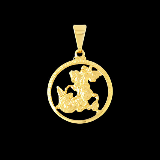 Pingente São Jorge Oração Vazado Banhado a Ouro 18K