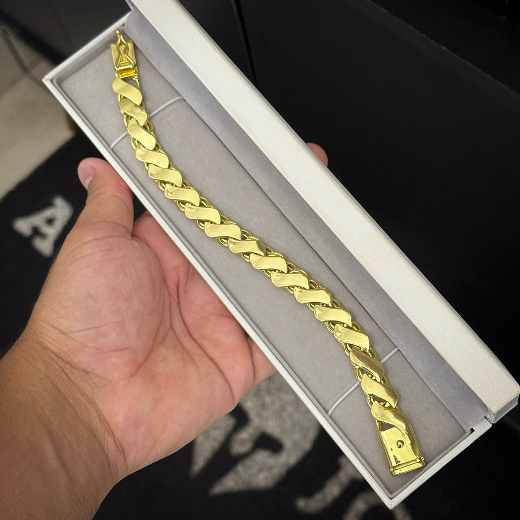Pulseira Friso S 13mm Banhada a Ouro 18K