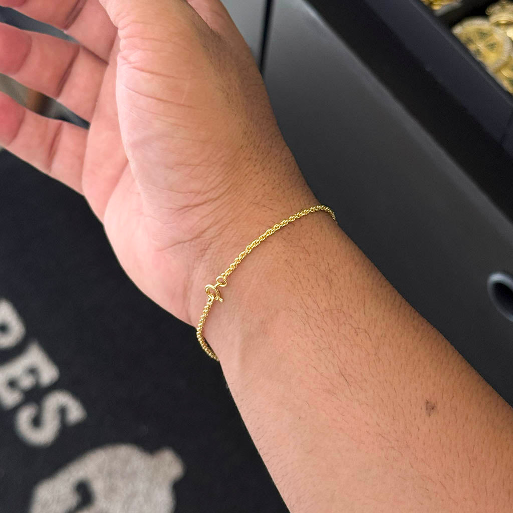 Pulseira Baiana 2mm Banhado a Ouro 18K