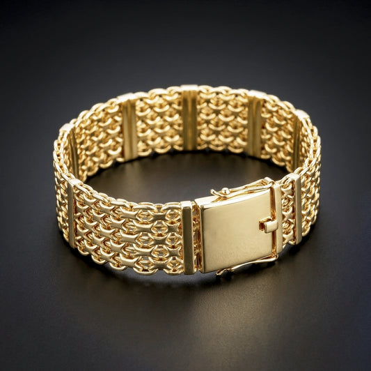 Pulseira Bismark 13mm Banhado a Ouro 18K