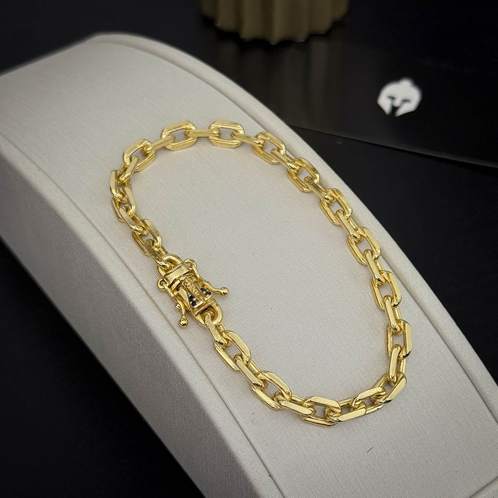 Pulseira Cadeado 6mm Fecho Nossa Senhora Banhado a Ouro 18K