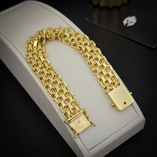 Pulseira Cadeado Duplo 16mm Banhado a Ouro 18K
