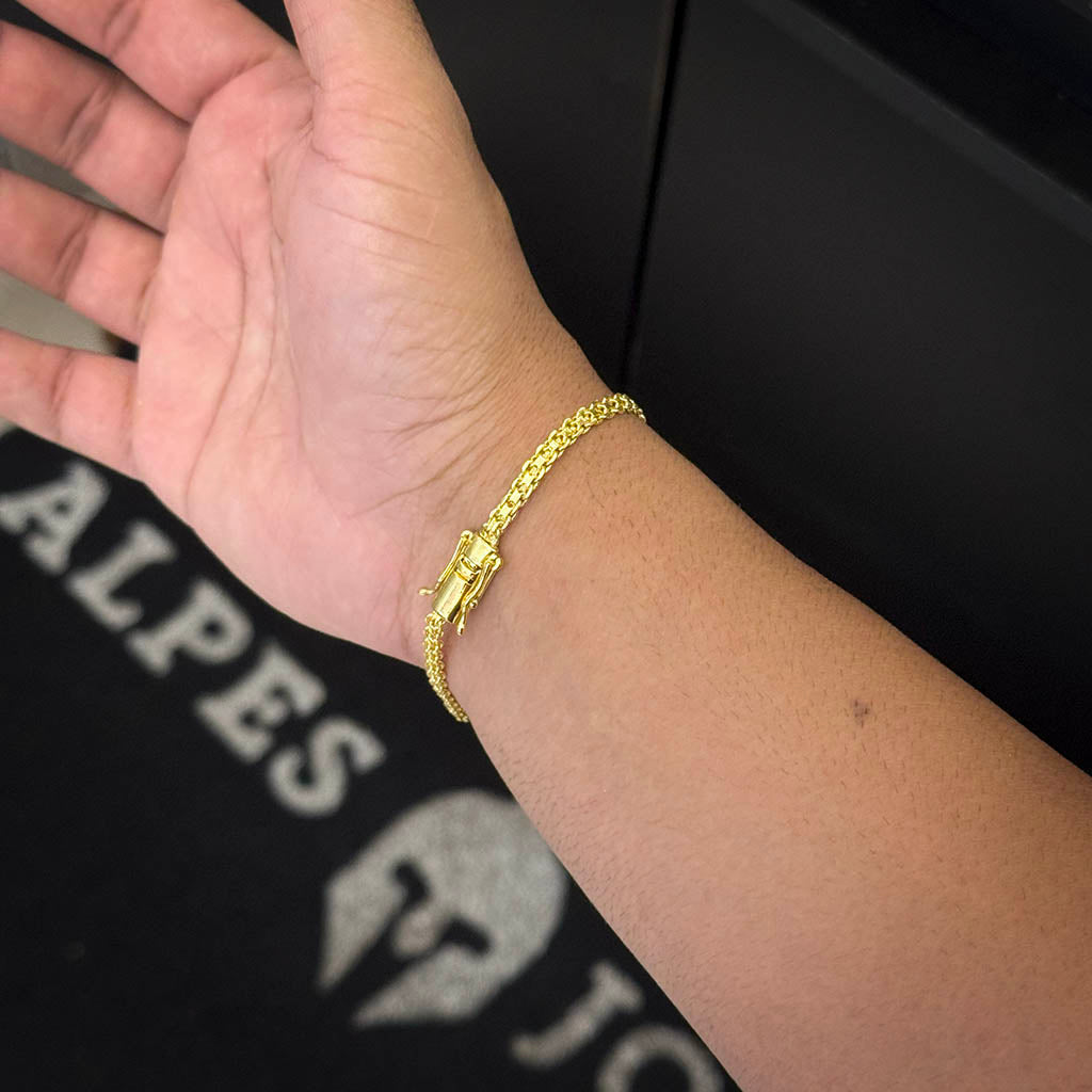 Pulseira Cadeado Duplo 3mm Banhado a Ouro 18K