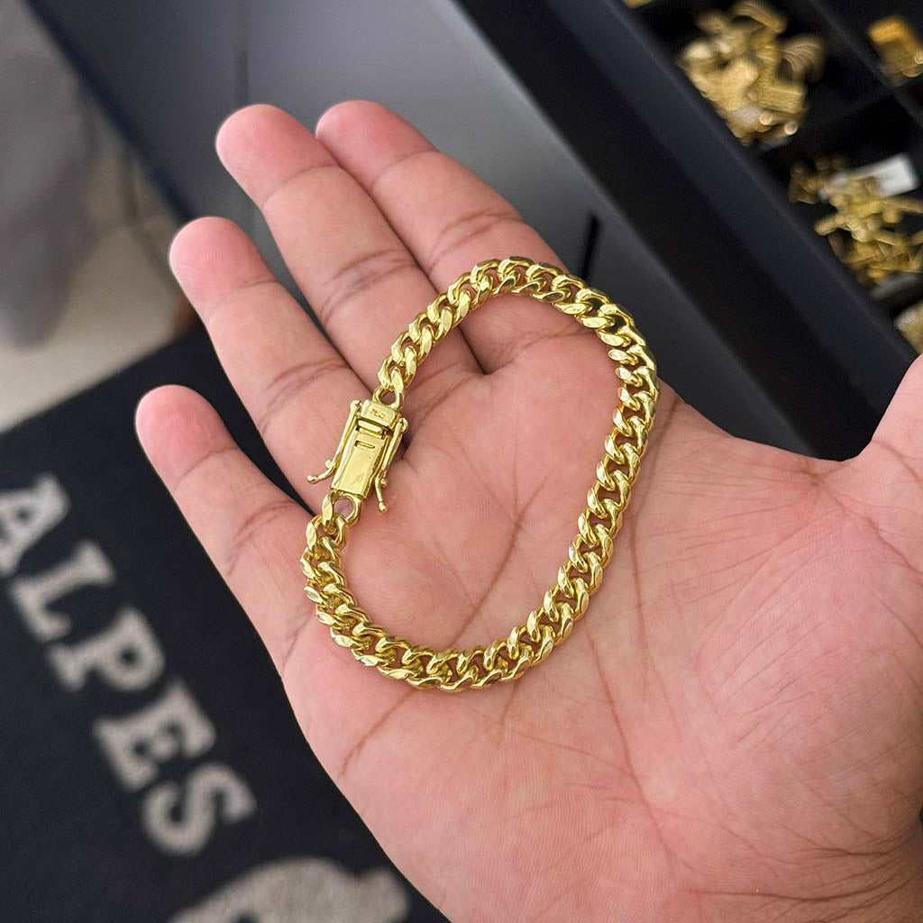 Pulseira Cuban 7mm Banhado a Ouro 18K