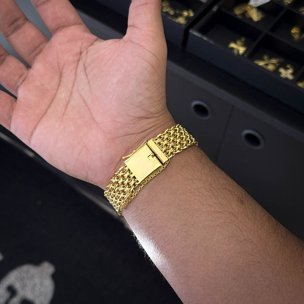 Pulseira Esteira 16mm Banhado a Ouro 18K