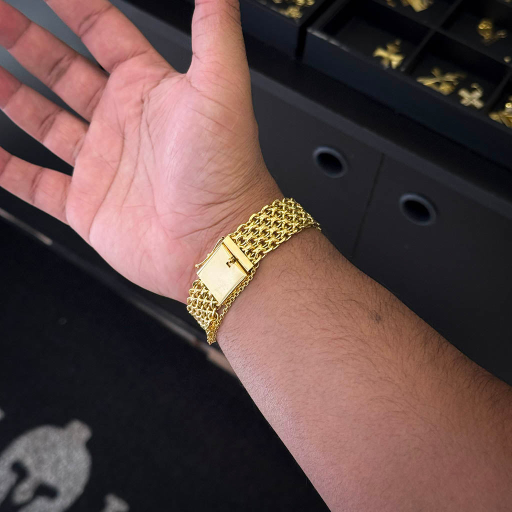 Pulseira Esteira 16mm Banhado a Ouro 18K