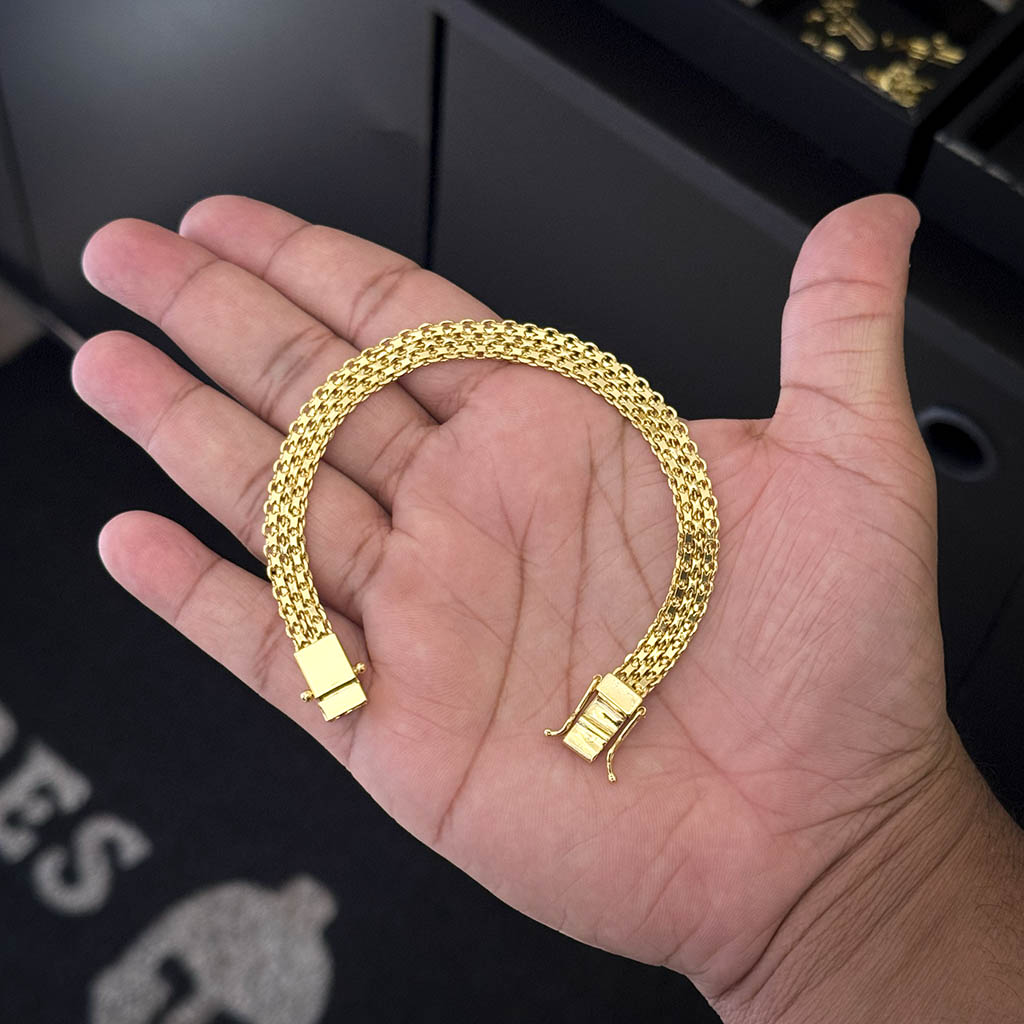 Pulseira Esteira 8mm Banhado a Ouro 18K
