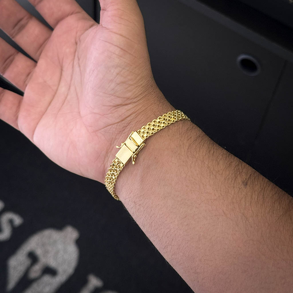 Pulseira Esteira 8mm Banhado a Ouro 18K