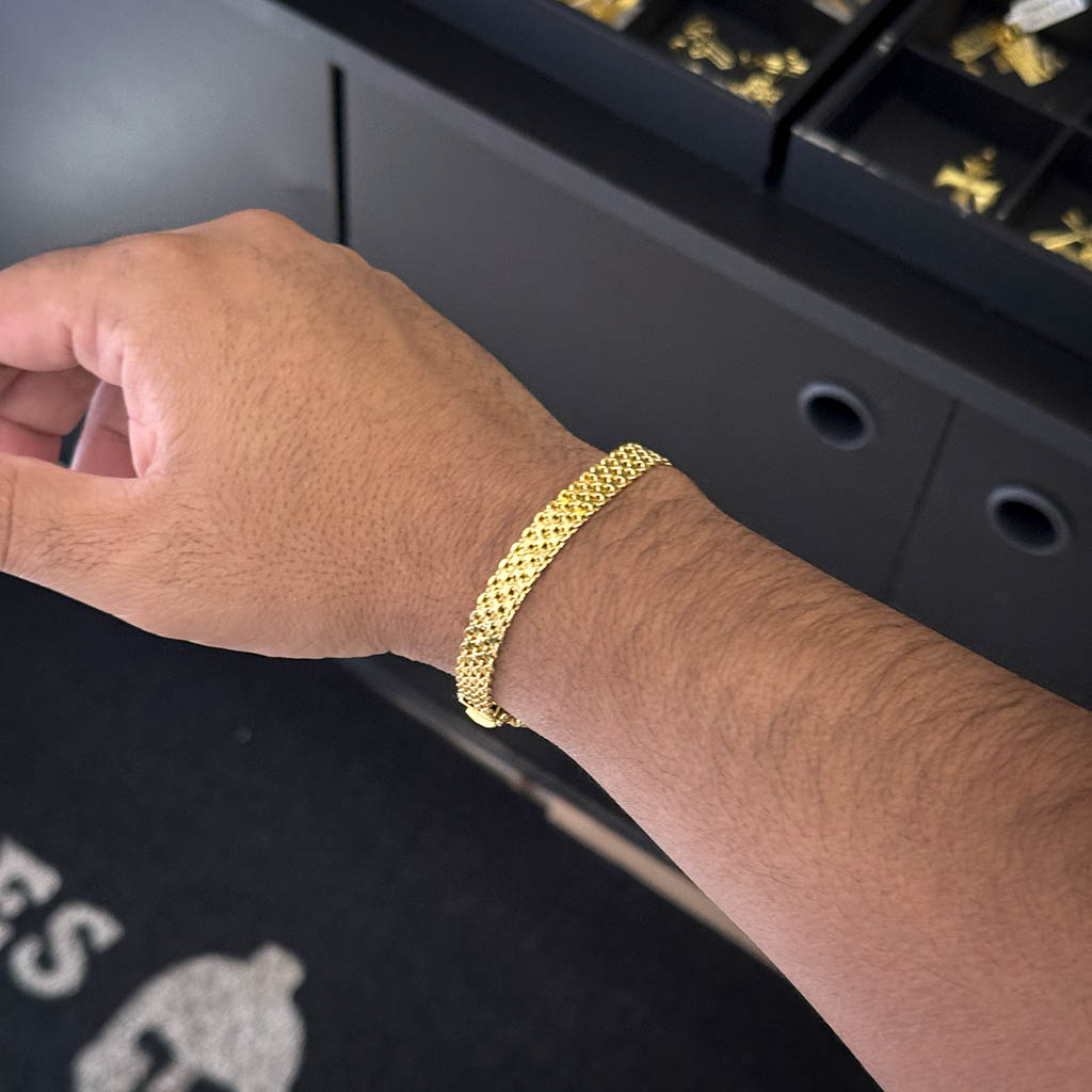 Pulseira Esteira 8mm Banhado a Ouro 18K