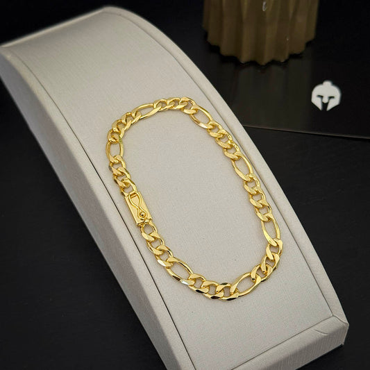 Pulseira Fígaro 3x1 6mm Banhado a Ouro 18K