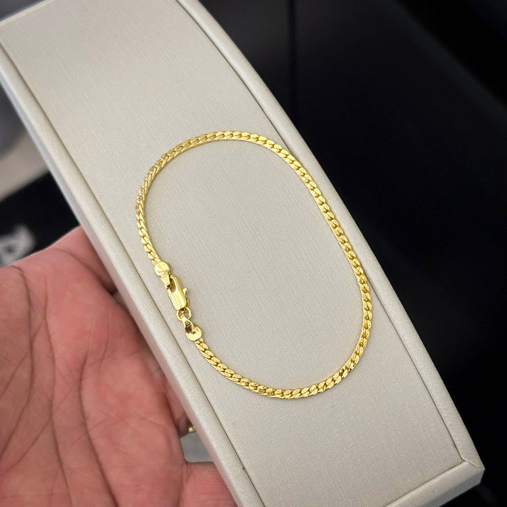 Pulseira Flat Laminada 3mm Banhado a Ouro 18K