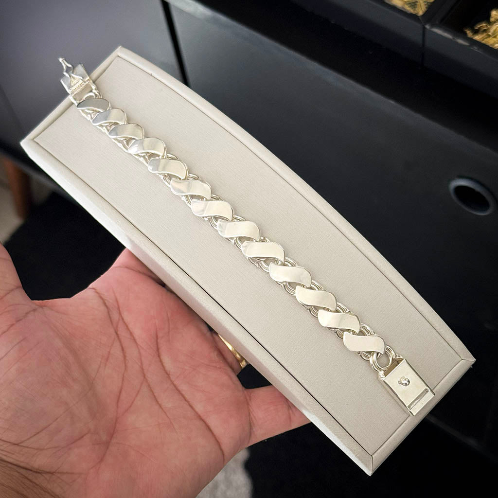 Pulseira Friso S 13mm Banhado Prata