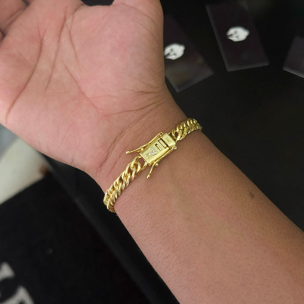 Pulseira Grumet 8mm Fecho 7 Banhada a Ouro 18K