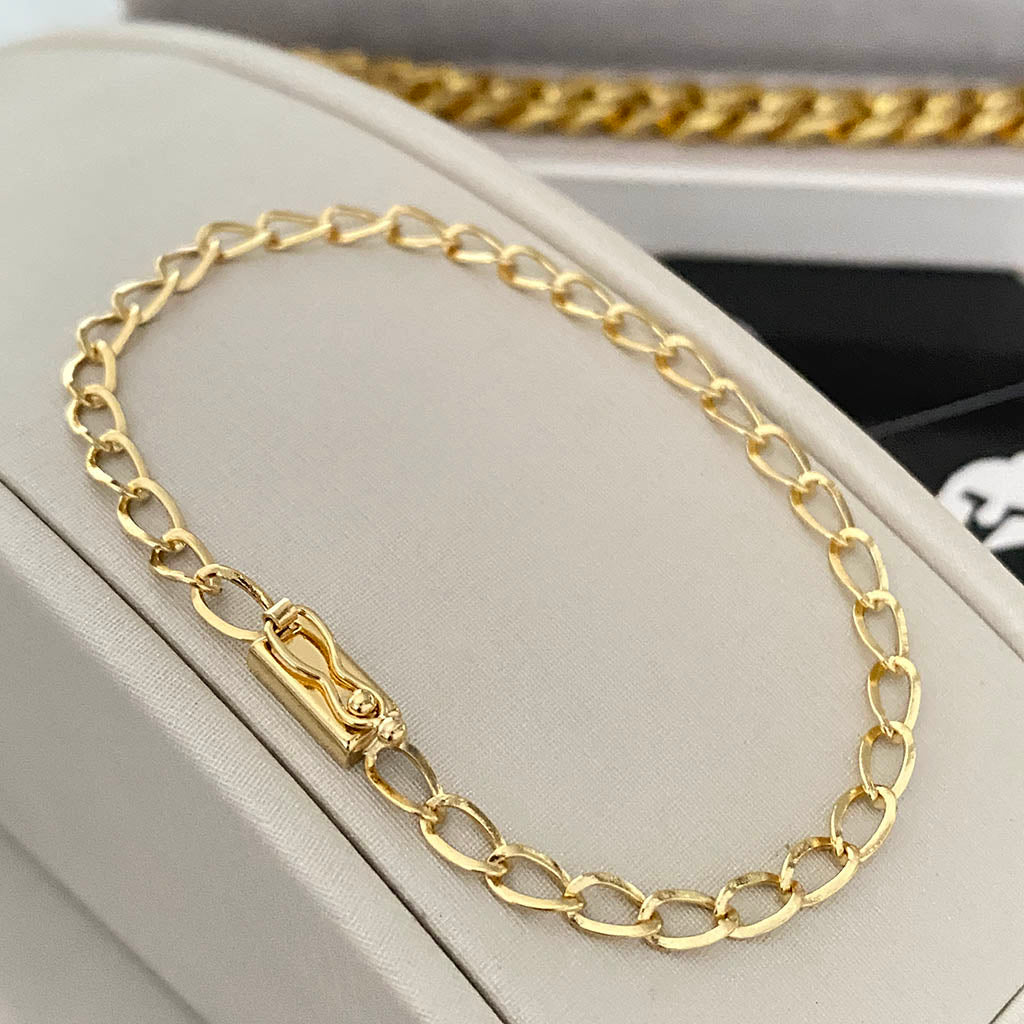 Pulseira Grumet Aberta 4,5mm Banhada a Ouro 18K