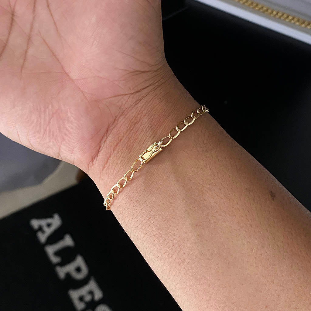Pulseira Grumet Aberta 4,5mm Banhada a Ouro 18K