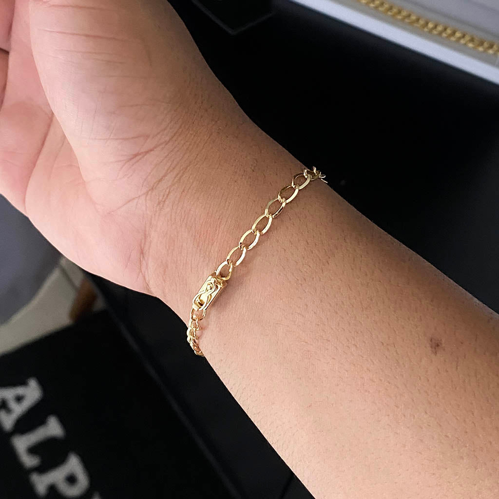 Pulseira Grumet Aberta 4,5mm Banhada a Ouro 18K