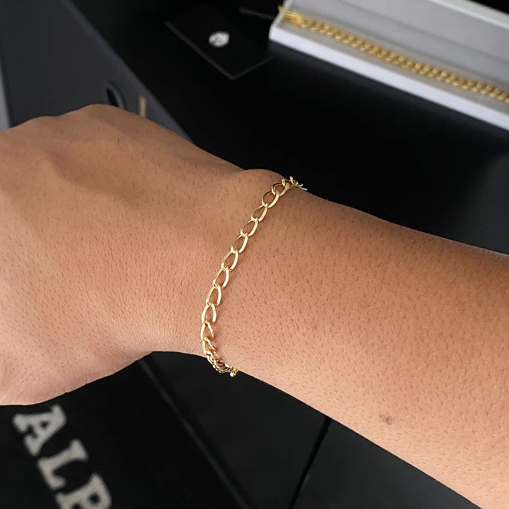 Pulseira Grumet Aberta 4,5mm Banhada a Ouro 18K