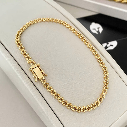 Pulseira Grumet Rústica 4mm Banhada a Ouro 18K