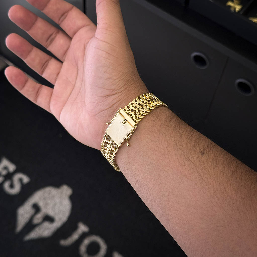 Pulseira Lacraia 16mm Banhado a Ouro 18K