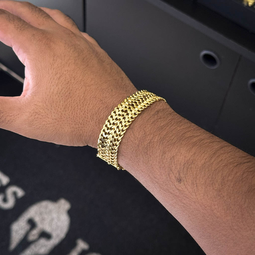 Pulseira Lacraia 16mm Banhado a Ouro 18K