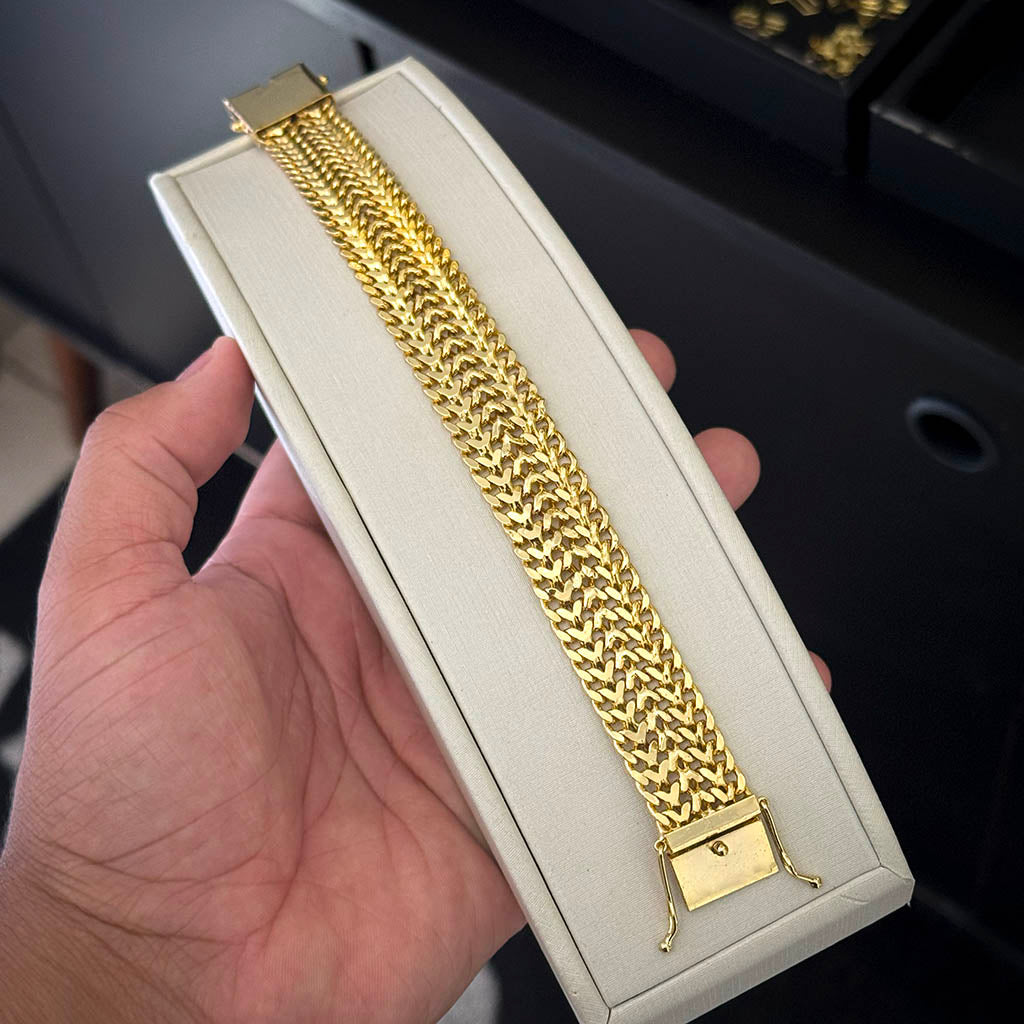 Pulseira Lacraia 16mm Banhado a Ouro 18K