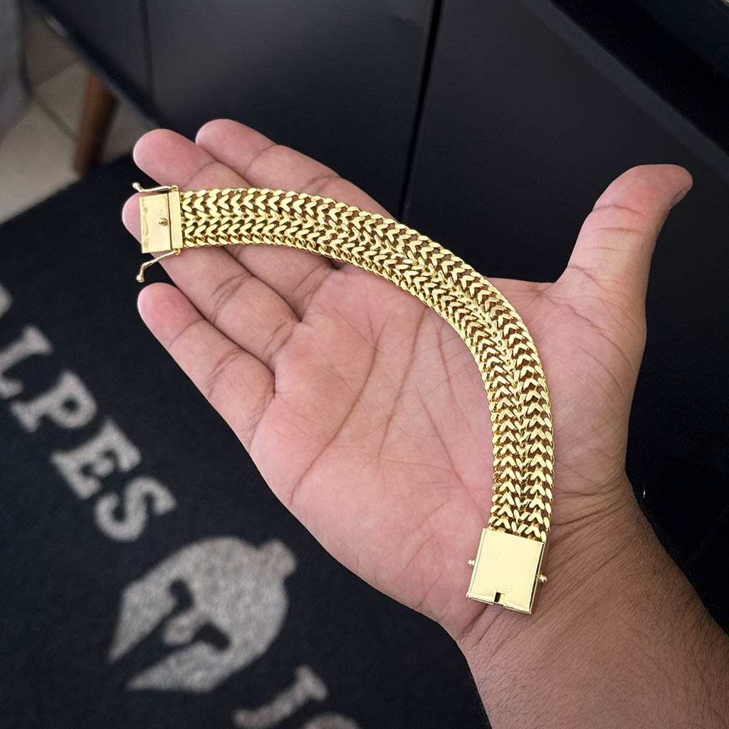 Pulseira Lacraia 16mm Banhado a Ouro 18K