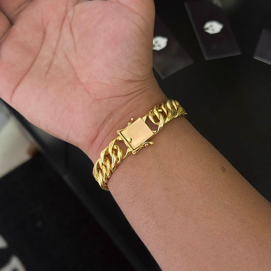 Pulseira Maciça 15mm Banhada a Ouro 18K