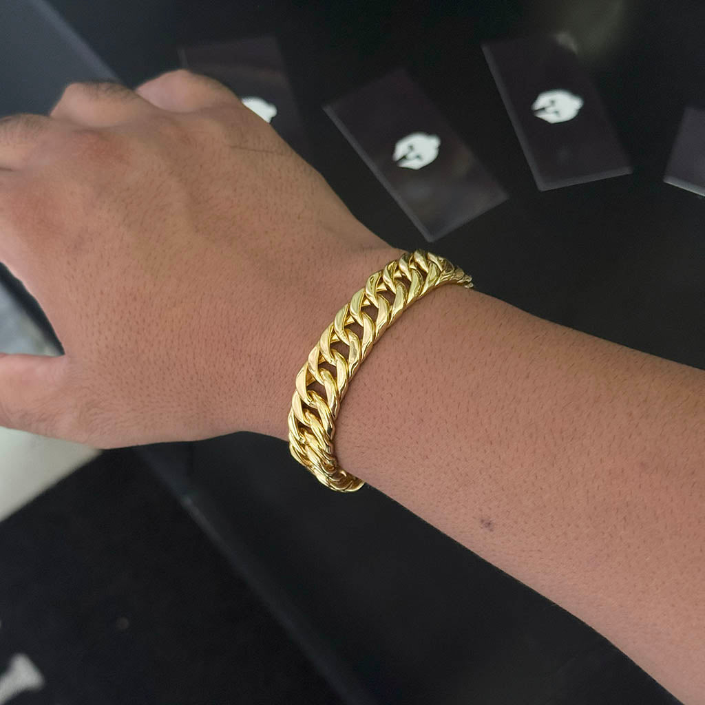 Pulseira Maciça 15mm Banhada a Ouro 18K