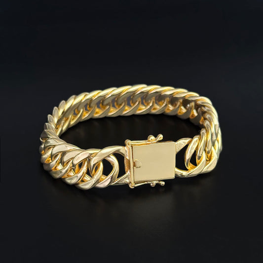 Pulseira Maciça 15mm Banhada a Ouro 18K