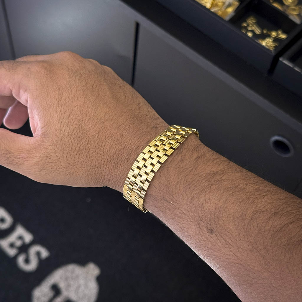 Pulseira Americana 16mm Banhado a Ouro 18K