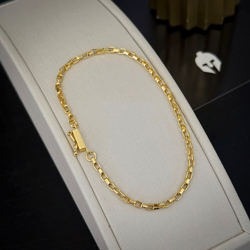 Pulseira Tijolinho 3mm Banhado a Ouro 18K