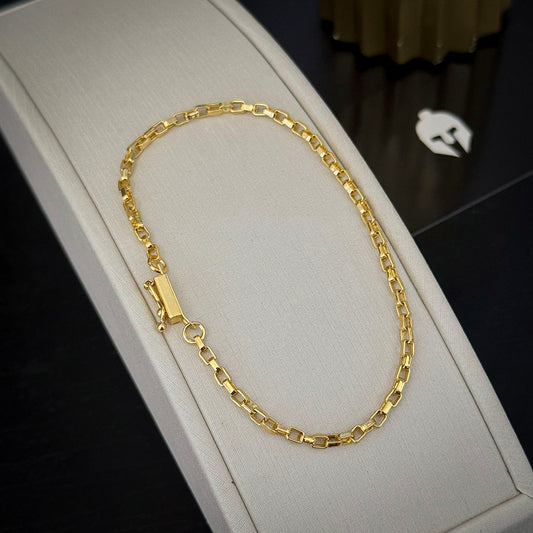 Pulseira Tijolinho 3mm Banhado a Ouro 18K