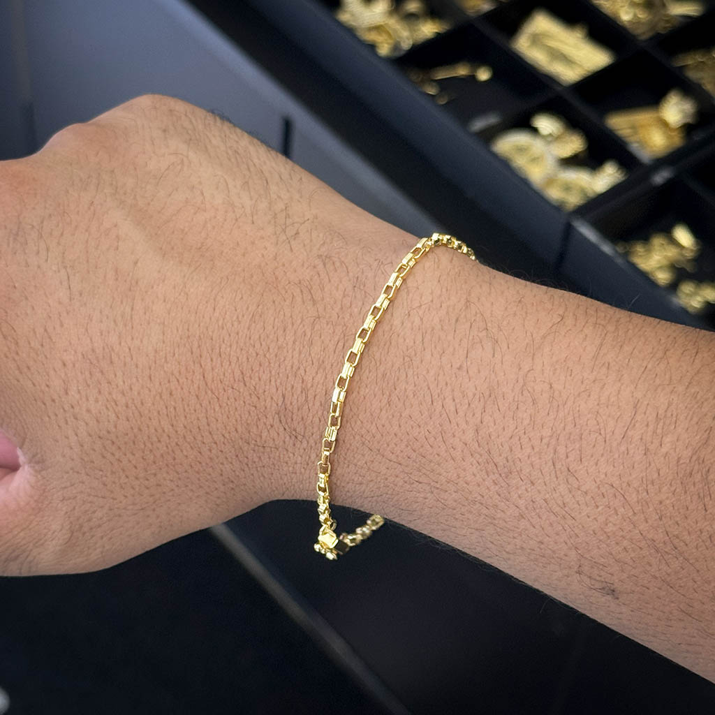 Pulseira Tijolinho 3mm Banhado a Ouro 18K