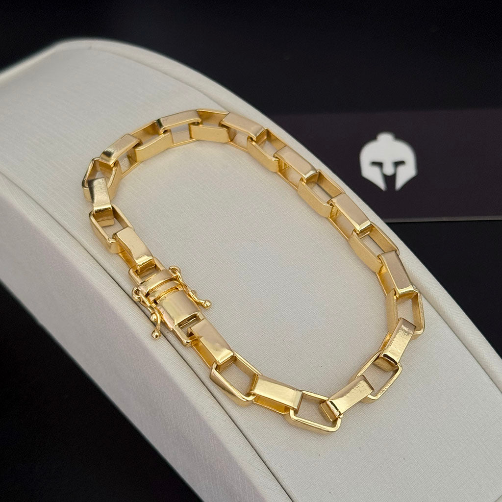 Pulseira Tijolinho 8mm Banhado a Ouro 18K
