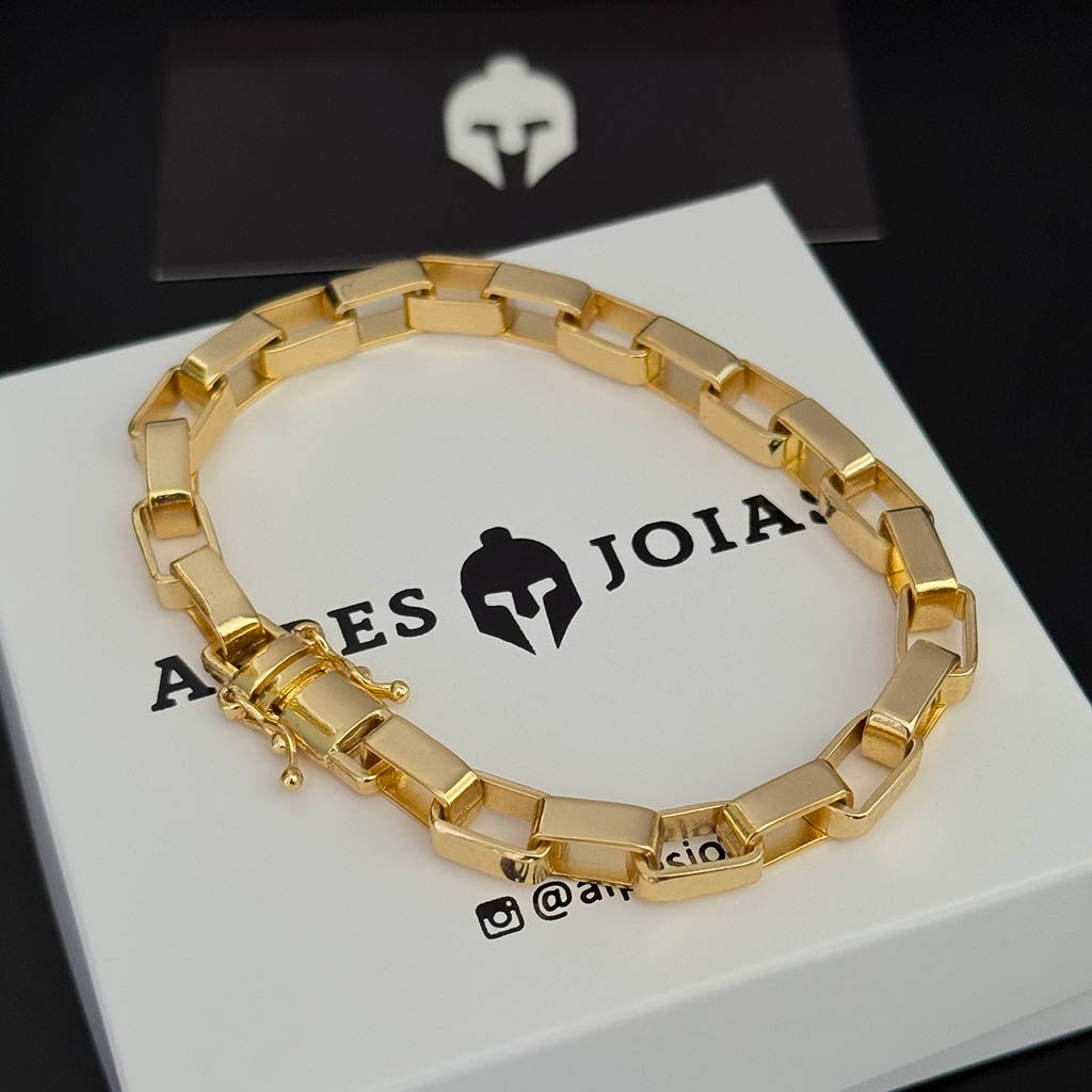 Pulseira Tijolinho 8mm Banhado a Ouro 18K