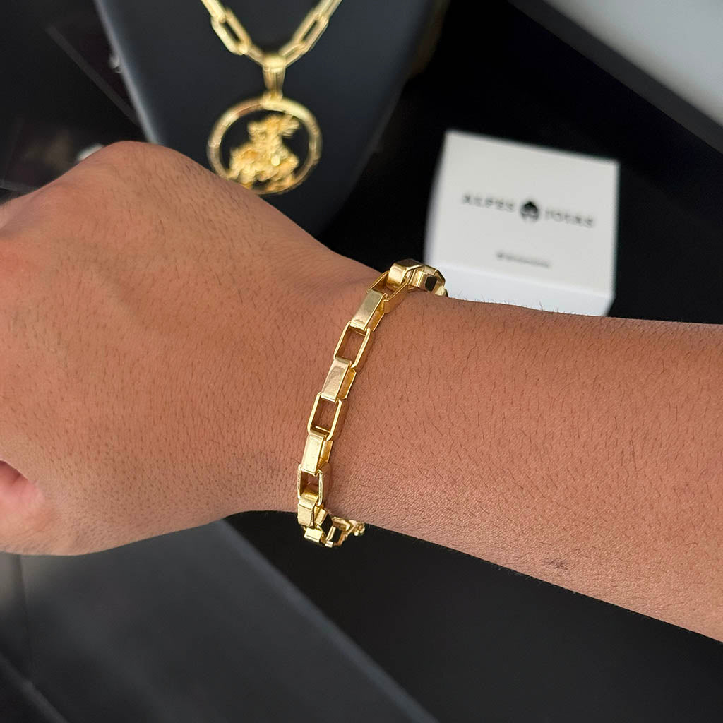 Pulseira Tijolinho 8mm Banhado a Ouro 18K