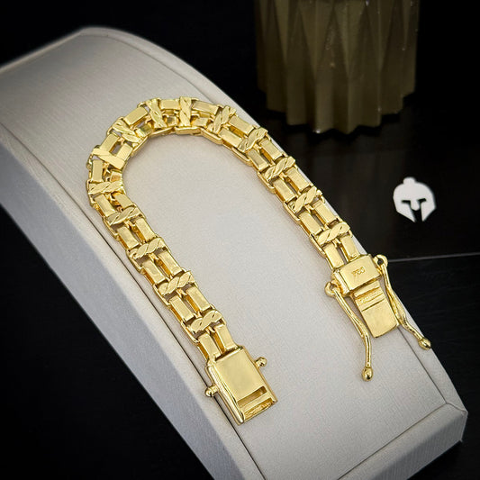 Pulseira Tijolinho Duplo 12mm Banhado a Ouro 18K