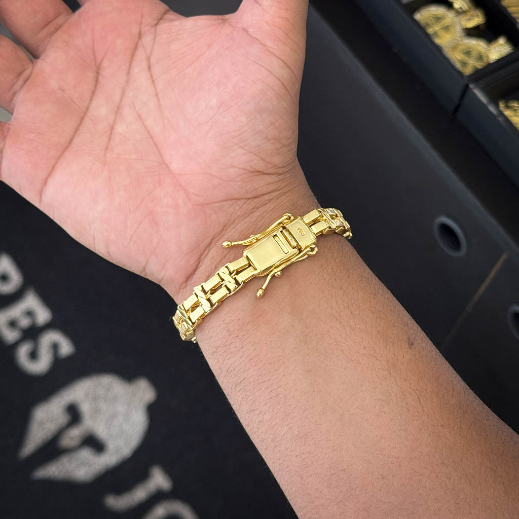 Pulseira Tijolinho Duplo 12mm Banhado a Ouro 18K
