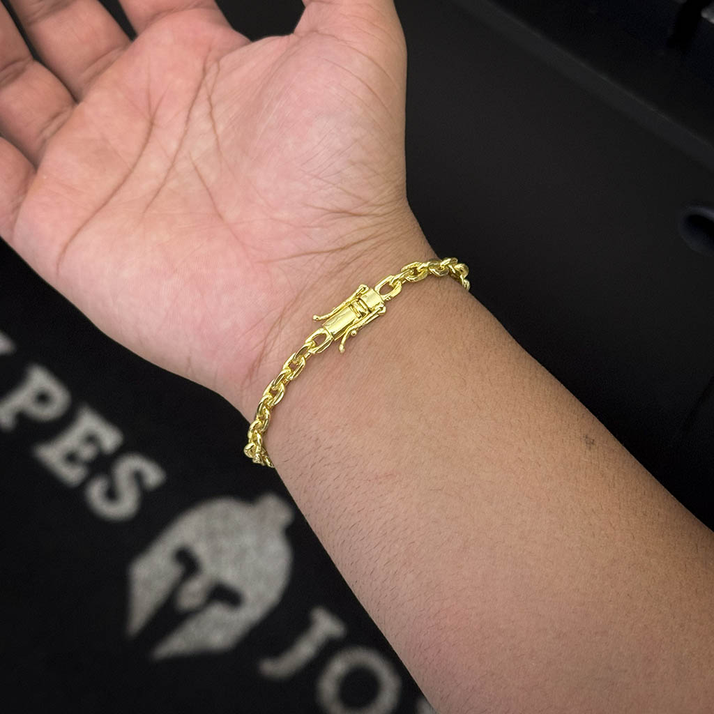 Pulseira Cadeado 4mm Banhado a Ouro 18K