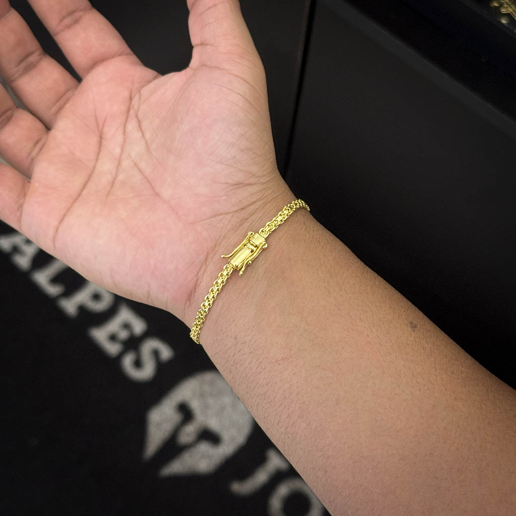 Pulseira Cadeado Duplo 3mm Banhado a Ouro 18K