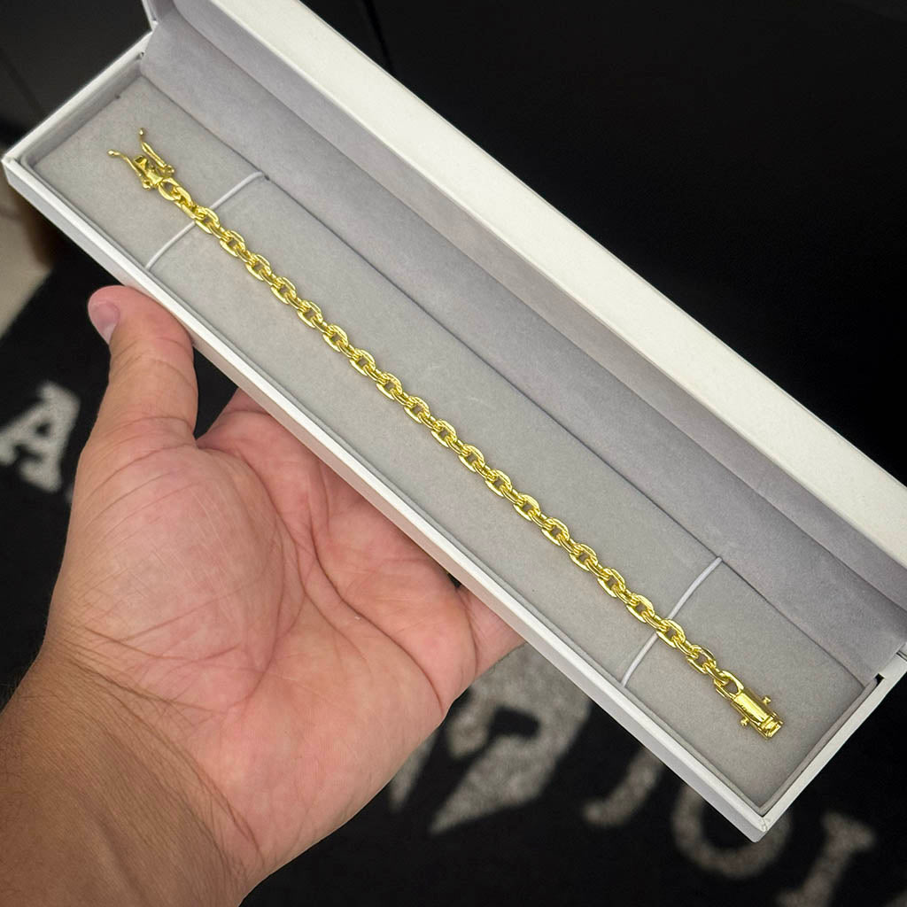 Pulseira Cadeado 4mm Banhado a Ouro 18K