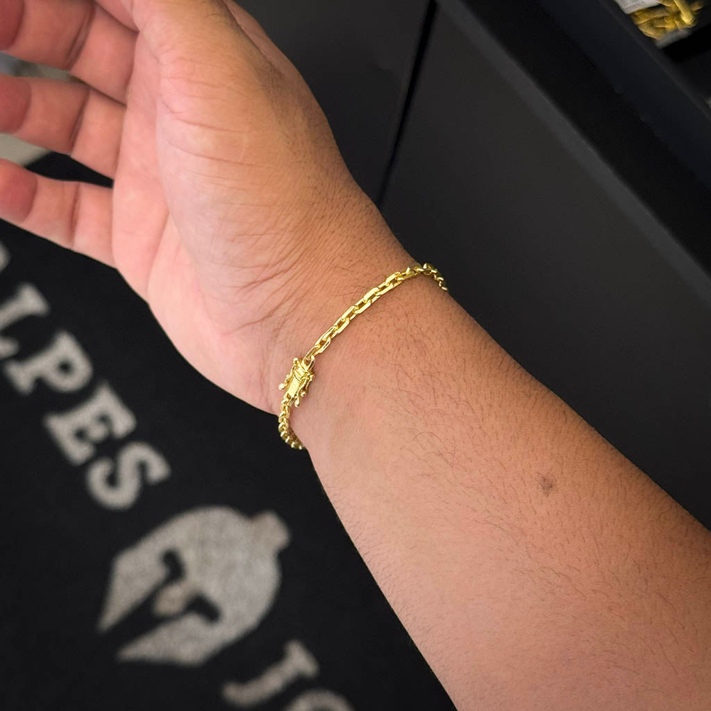 Pulseira Cadeado 3mm Banhado a Ouro 18K