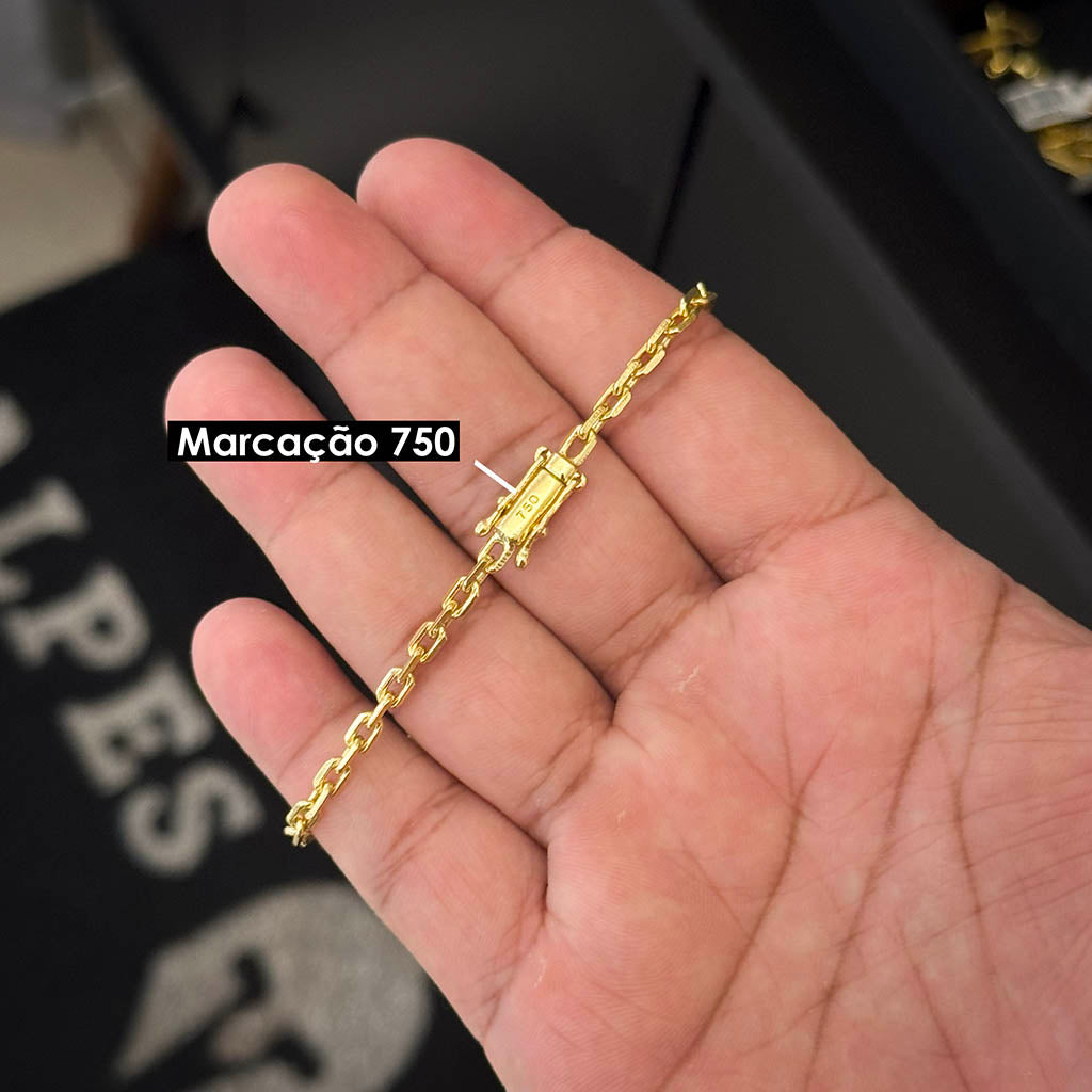 Pulseira Cadeado 3mm Banhado a Ouro 18K