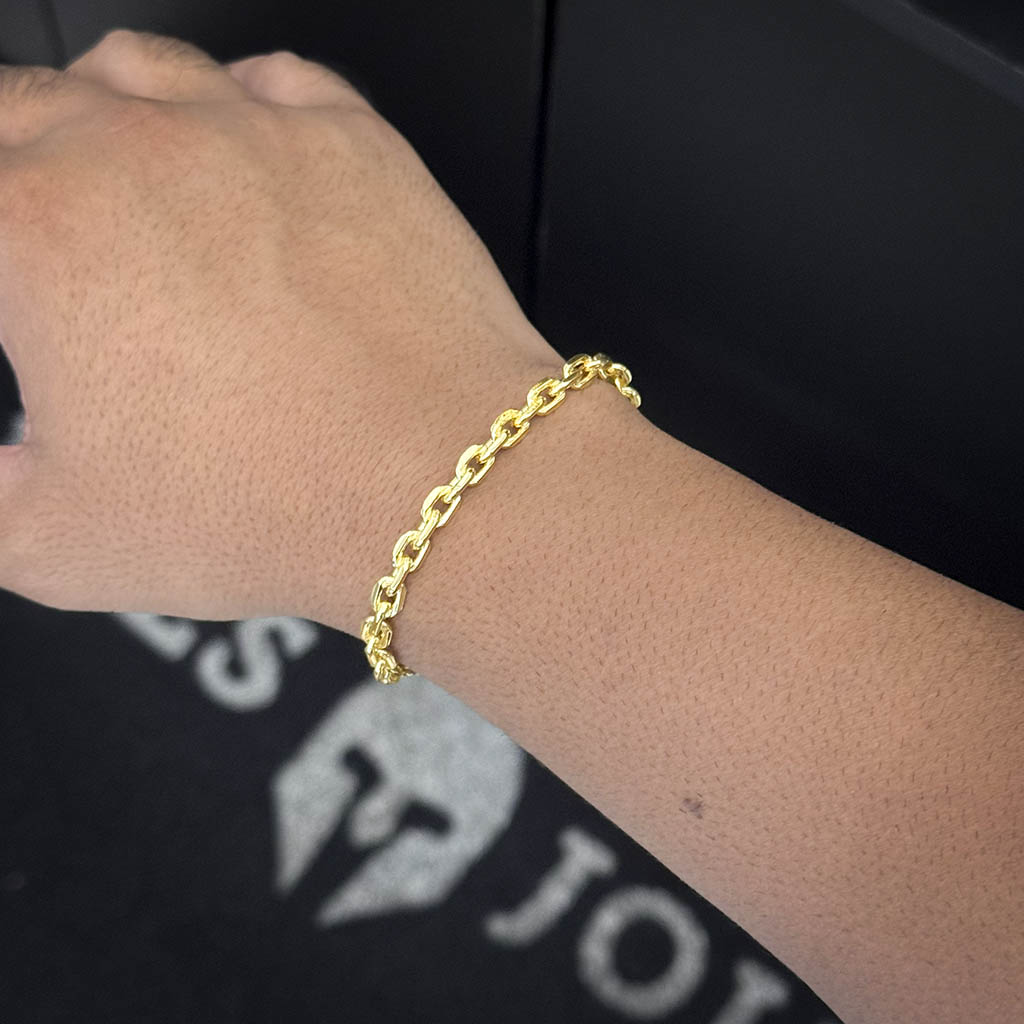 Pulseira Cadeado 4mm Banhado a Ouro 18K