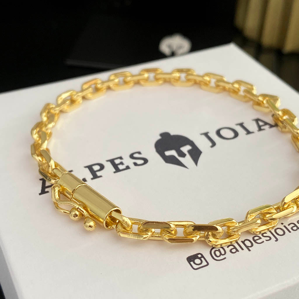 Pulseira Cadeado 5mm Banhado a Ouro 18K