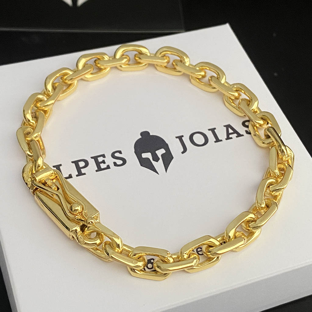 Pulseira Cadeado 8mm Banhado a Ouro 18K