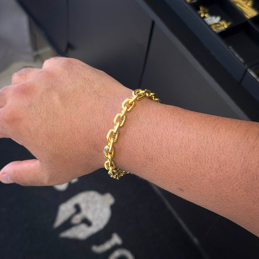 Pulseira Cadeado 8mm Banhado a Ouro 18K