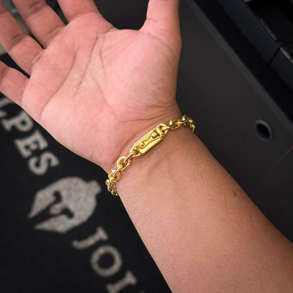 Pulseira Cadeado 8mm Banhado a Ouro 18K