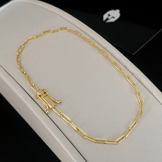 Pulseira Cadeado Alongado 2mm Banhada a Ouro 18K